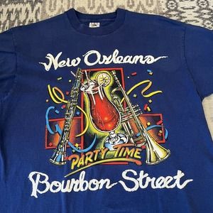 Vintage 90s New Orleans Bourbon St. Fruit Of The Loom Single Stitch T-Shirt L